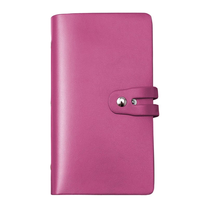 Romozi RFID Credit Card Holder  Leather Business Card Organizer with 96 Card Slots  Credit Card Case for Managing Your Different Cards and Important Documents to Prevent Loss or Damage (Rose Red) - Image 1